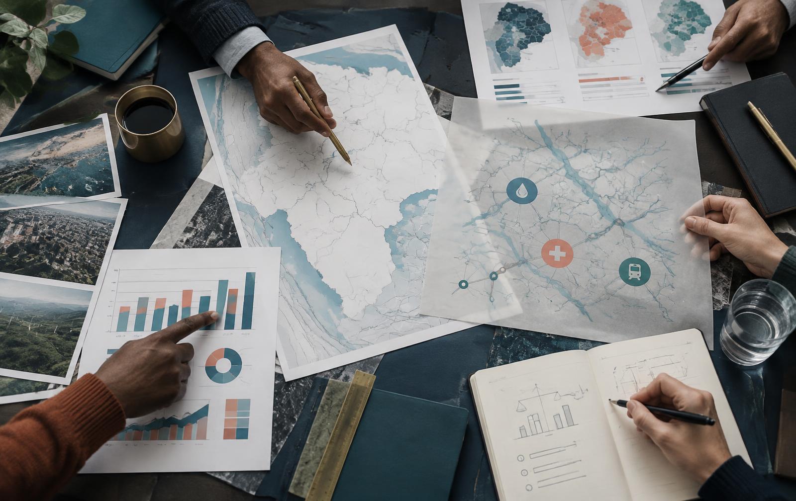 Advisors examine maps and public-service evidence together