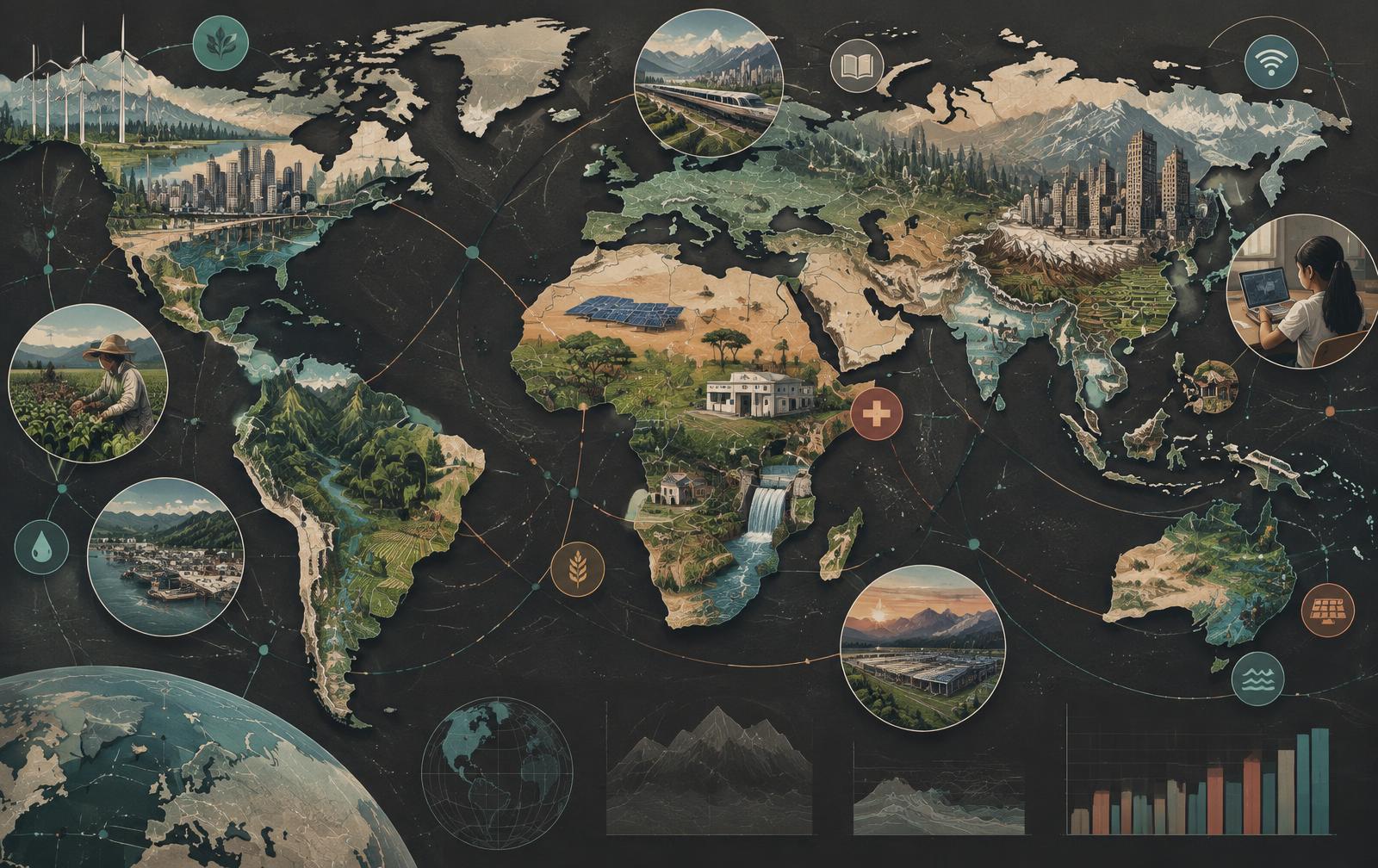 An analytical map linking public services, infrastructure, communities and environmental systems
